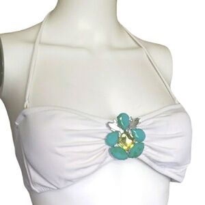 Victoria's Secret 2 Pieces White & Beautiful Stones Bikini Women's Size L/ M